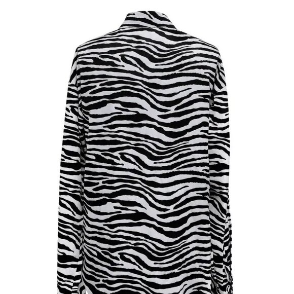 Zebra Print Button Front Shirt, Vintage Long Sleeve Shirt - Picture 3 of 5